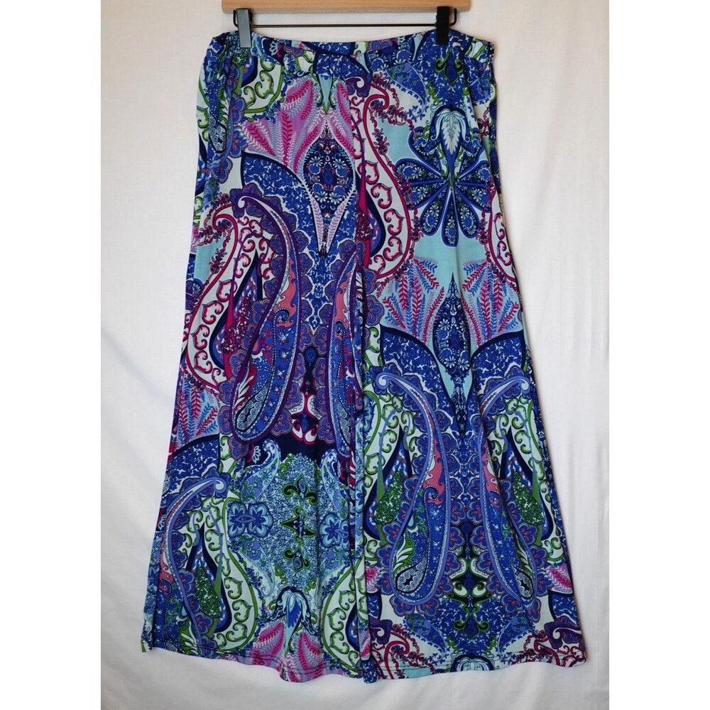 India Boutique Boho Paisley Pants 1 Size 34" Waist Stretchy Artsy Colorful Hippy